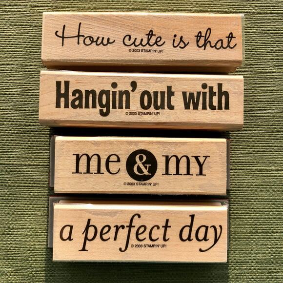 Stampin’ Up Me & My, A Perfect Day,  Hangin' Out With, How Cute Wooden Stamps - Picture 1 of 6